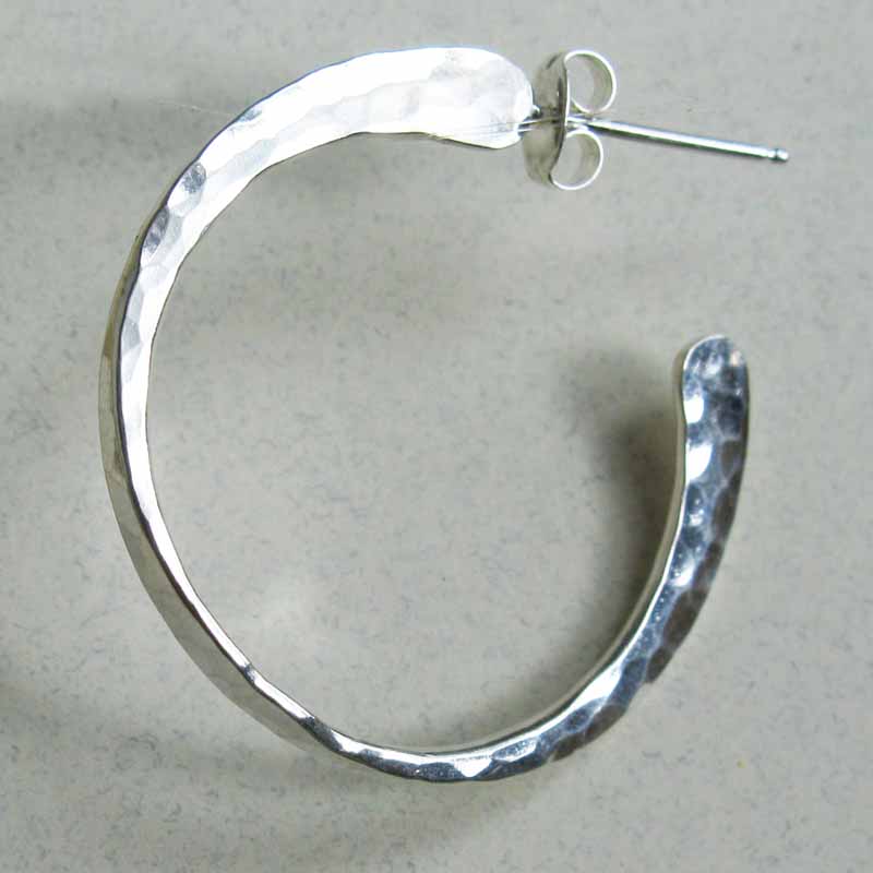 Large Hammered Wobble Hoop Earrings in Sterling Silver